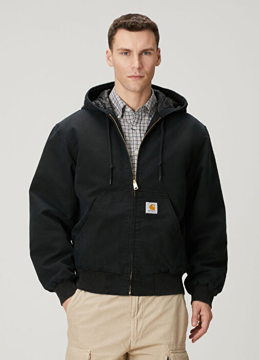 Carhartt WIP Siyah Erkek Active Siyah Kapüşonlu Organik Pamuk Mont