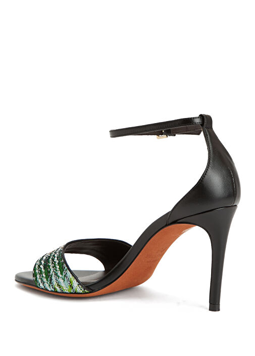 Çok Renkli Payetli Kadın Deri Sandalet - Görsel 4