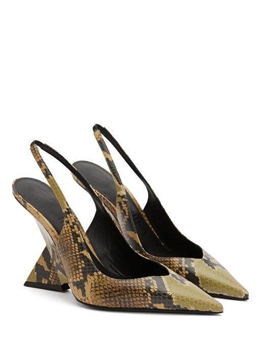 Cheope Siyah Sarı Deri Topuklu Ayakkabı - Görsel 3