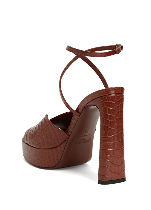 Karli Krokodil Dokulu Kadın Deri Sandalet - Görsel 4