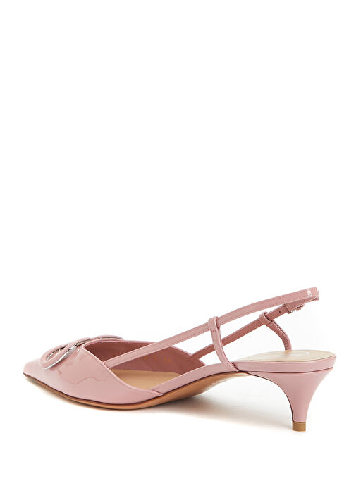 Sling Pembe Deri Topuklu Ayakkabı - Görsel 4