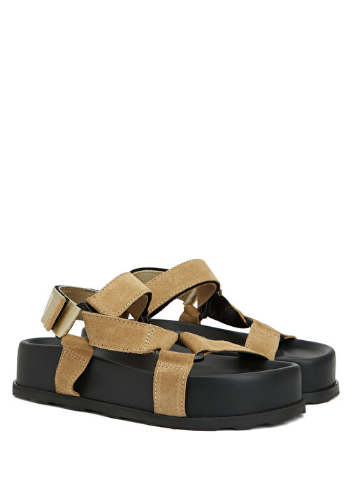 Bej Kadın Deri Sandalet - Görsel 3