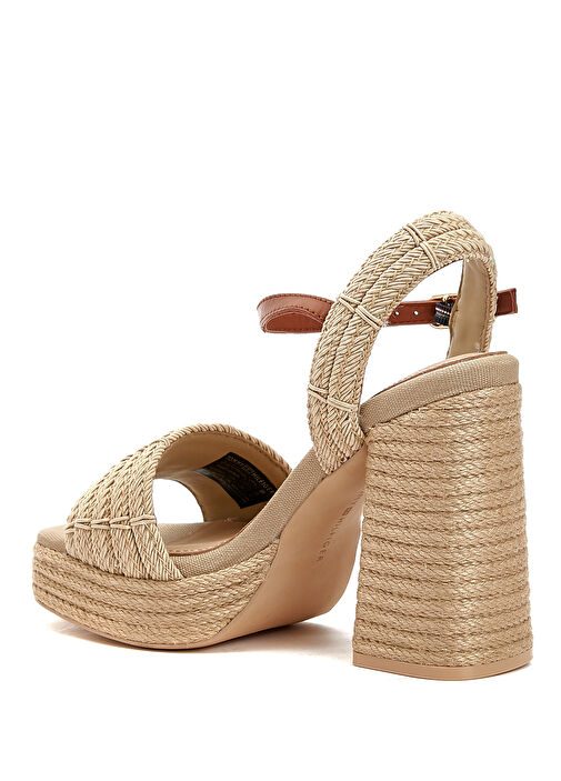 Bej Platformlu Topuklu Sandalet - Görsel 4