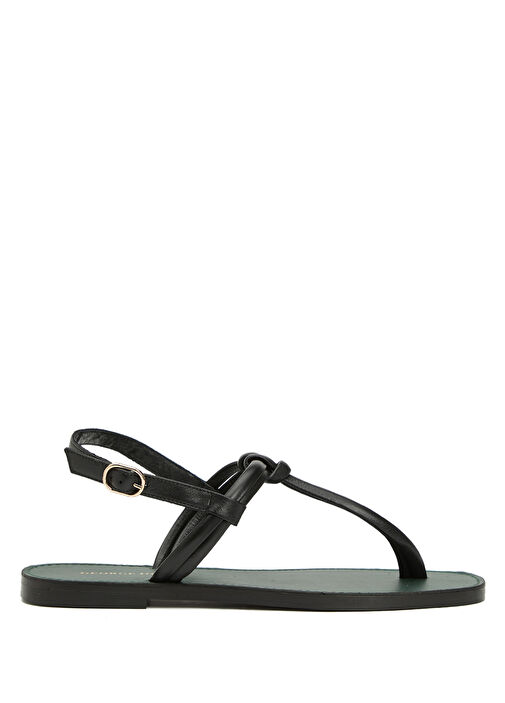 Siyah Kadın Deri Sandalet - Görsel 2