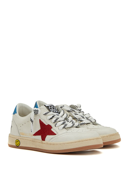 Ball Star Beyaz Mavi Unisex Çocuk Deri Sneaker - Görsel 3