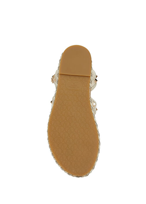 Rockstud Torchon Ekru Kadın Deri Sandalet - Görsel 6