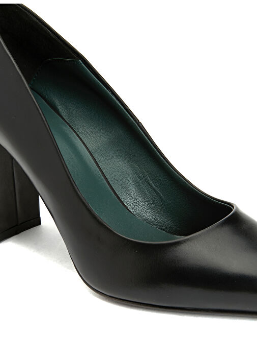 Siyah Deri Topuklu Ayakkabı - Görsel 7