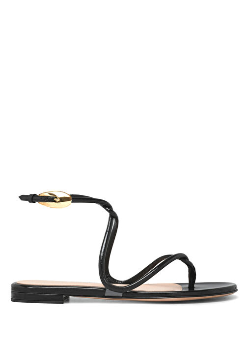 Siyah Kadın Deri Sandalet - Görsel 2