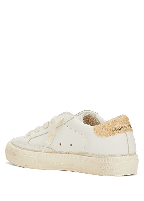 May Beyaz Gold Kız Çocuk Deri Sneaker - Görsel 4