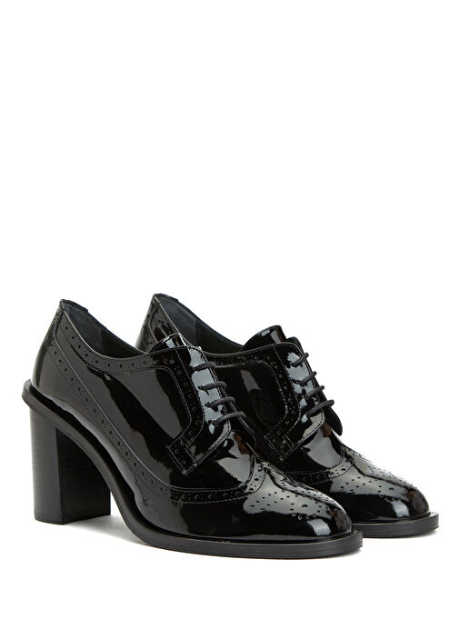 Siyah Kadın Metalik Rugan Ayakkabı - Görsel 3