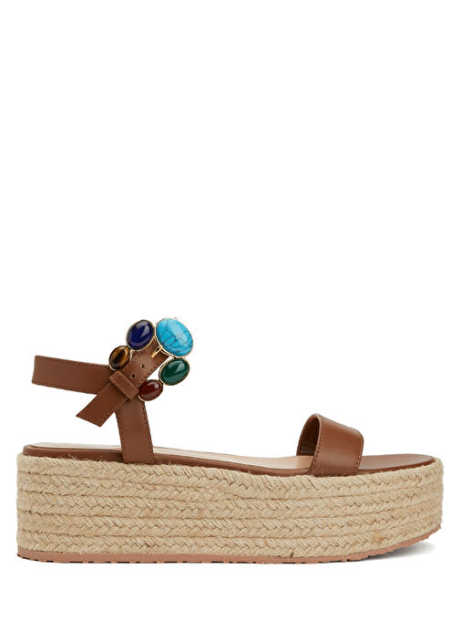 Kahverengi Kadın Deri Sandalet - Görsel 2