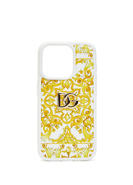 Dolce&Gabbana - Sarı iPhone 15 Pro Deri Telefon Kılıfı - Sarı