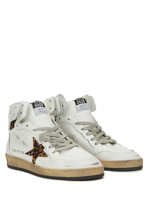 Beyaz Leopar Desen Detaylı Logolu Kadın Sneaker - Görsel 3