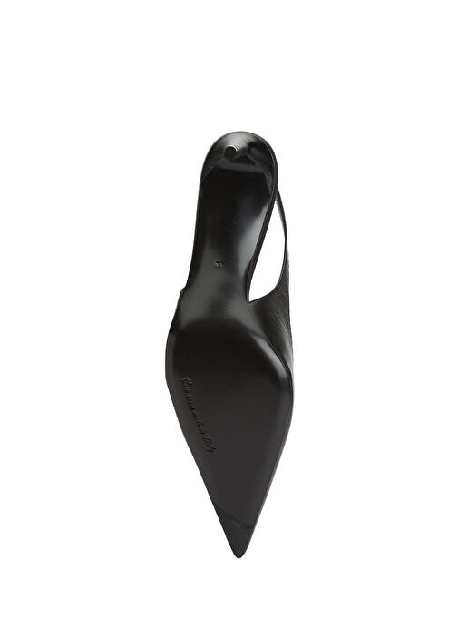 Siyah Deri Topuklu Ayakkabı - Görsel 6