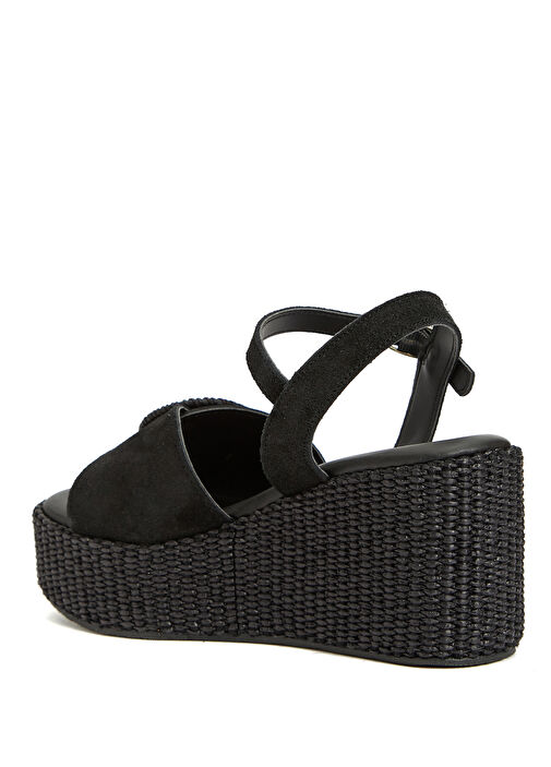 Siyah Kadın Süet Sandalet - Görsel 4
