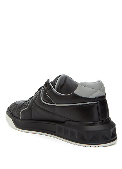 One Stud Siyah Erkek Deri Sneaker - Görsel 4