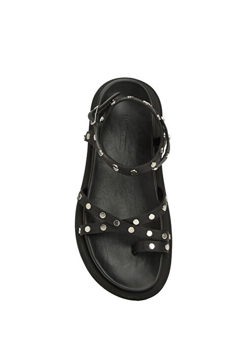 Siyah Kadın Süet Sandalet - Görsel 5