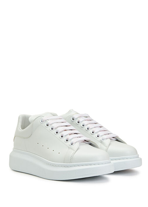 Oversized Beyaz Kadın Deri Sneaker - Görsel 3