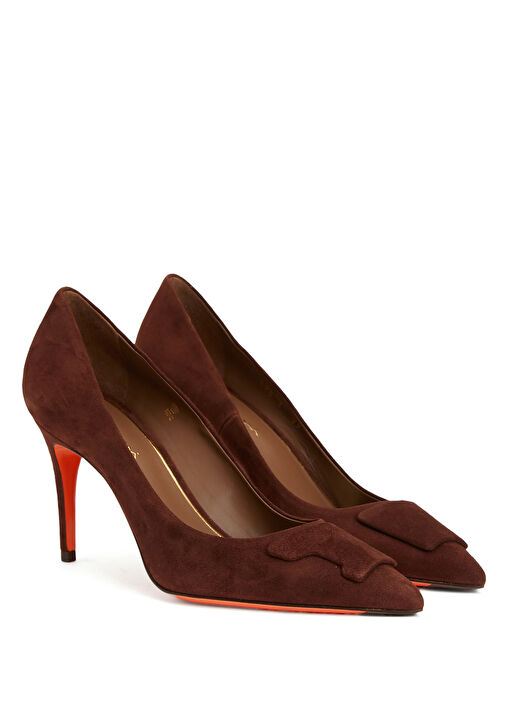 Koyu Kahverengi Süet Stiletto - Görsel 3