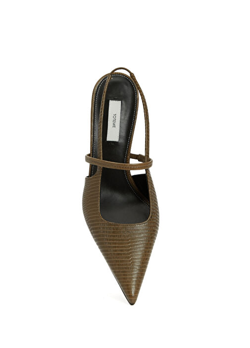 Haki Deri Topuklu Ayakkabı - Görsel 5