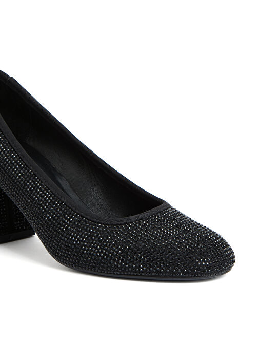 Siyah Taşlı Topuklu Ayakkabı - Görsel 7