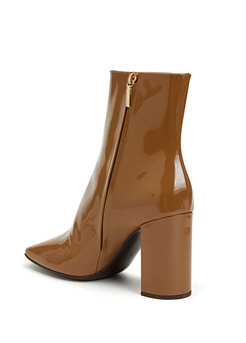 Bej Logo Detaylı Kadın Deri Bot - Görsel 4