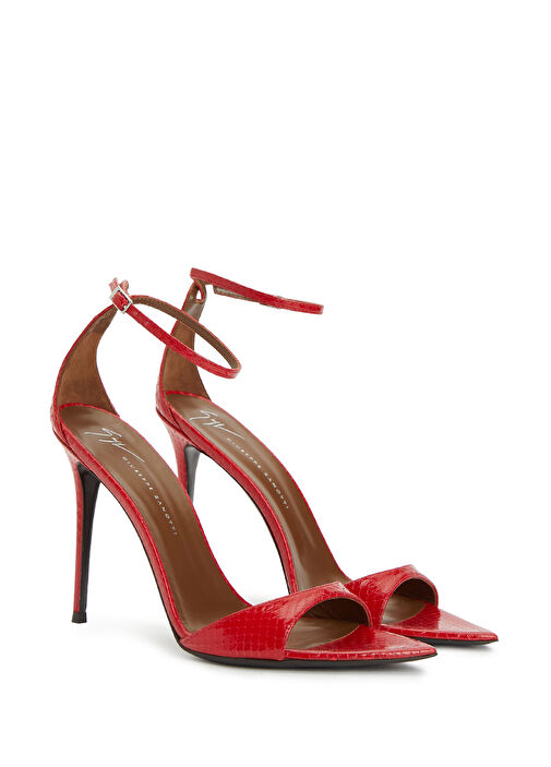 Kırmızı Kadın Deri Sandalet - Görsel 3