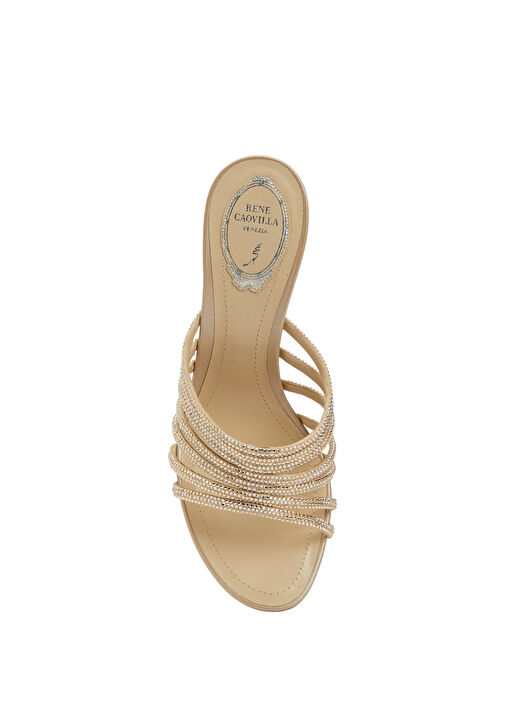 Bej Taşlı Topuklu Terlik - Görsel 5