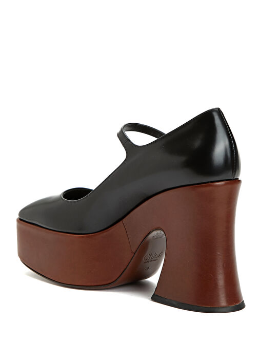 Janis Siyah Deri Topuklu Ayakkabı - Görsel 4