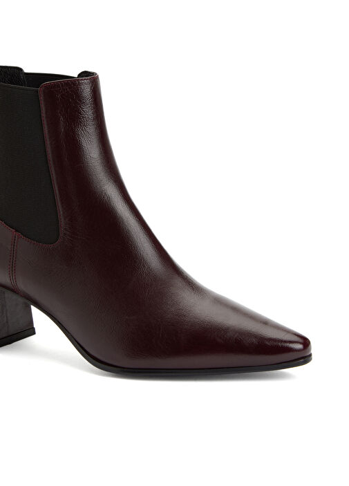 Bordo Kroko Desenli Kadın Deri Bot - Görsel 7