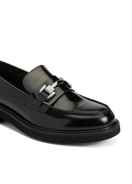 Siyah Kadın Deri Loafer - Görsel 13