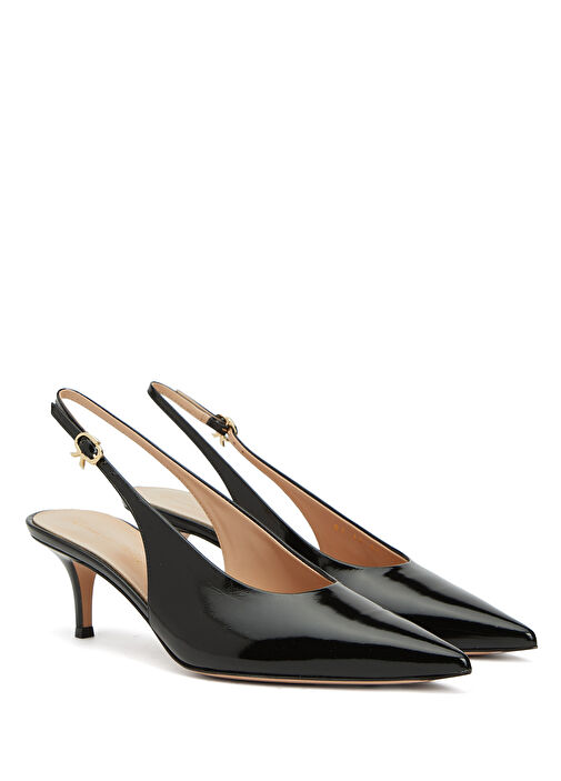 Siyah Deri Topuklu Ayakkabı - Görsel 3