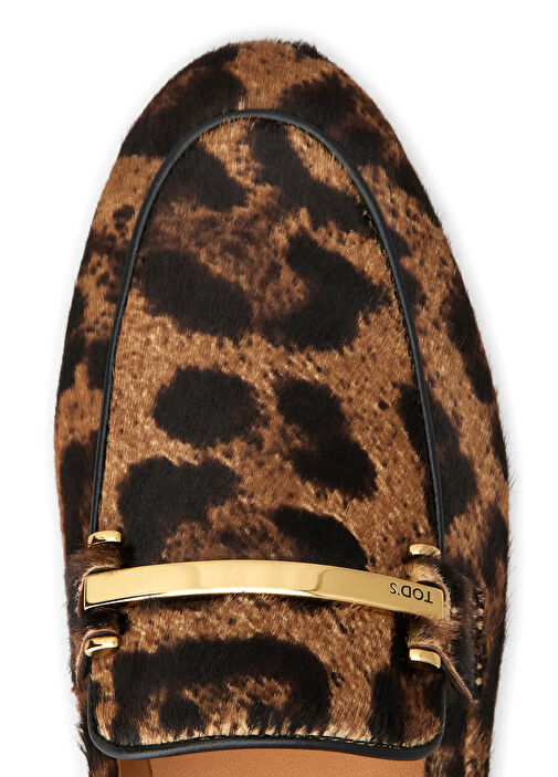 Siyah Kahve Leopar Desenli Kadın Deri Loafer - Görsel 6