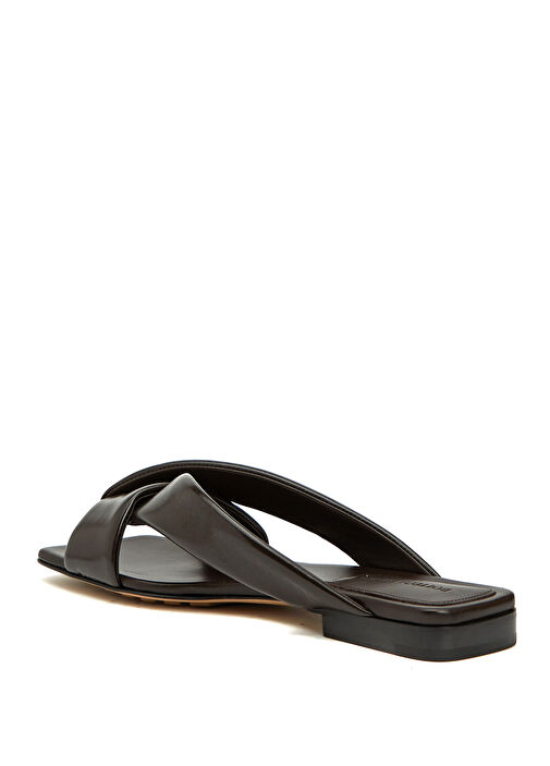 Riva Koyu Kahverengi Kadın Deri Terlik - Görsel 4