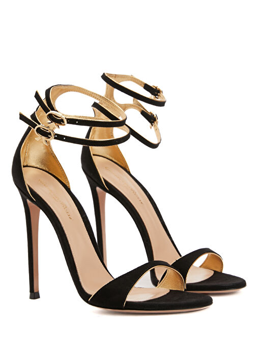 Siyah Kadın Süet Sandalet - Görsel 3