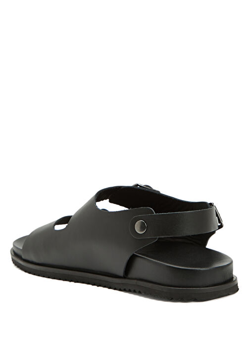 Siyah Erkek Deri Sandalet - Görsel 4