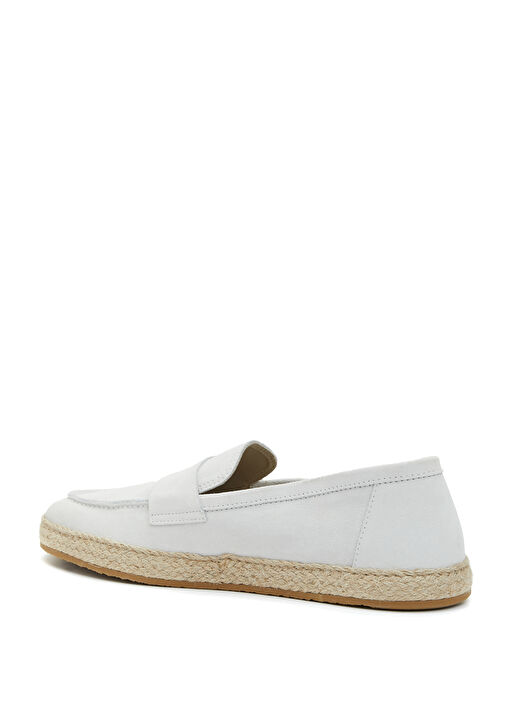 Beyaz Erkek Deri Espadril - Görsel 4