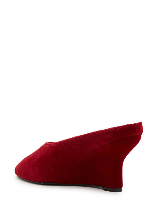 Kırmızı Kadın Kadife Terlik - Görsel 4