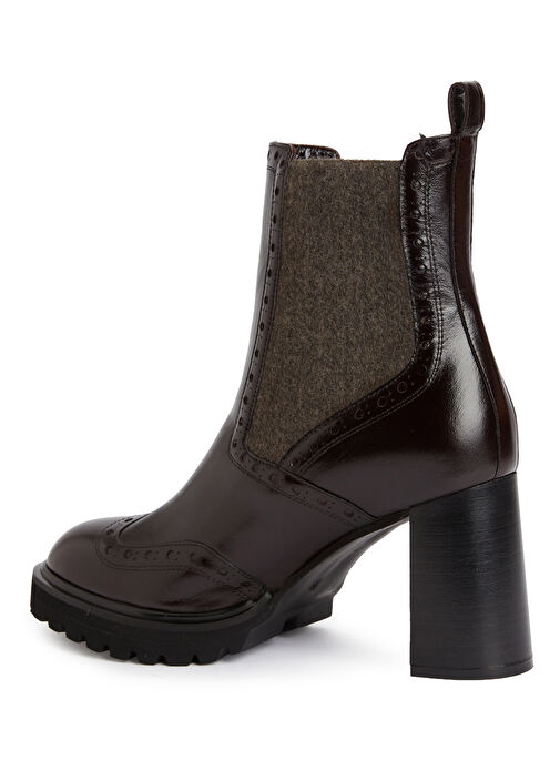 Kahverengi Kadın Lastikli Deri Bot - Görsel 4