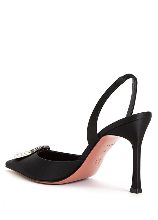 Camelia Siyah İpek Topuklu Ayakkabı - Görsel 4