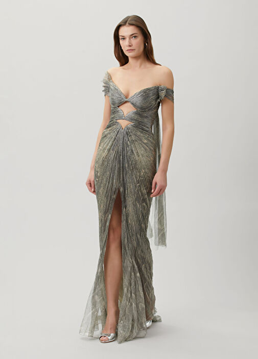 Shiratama 様 rosy monster operaチュニック　グレー Maria Lucia Hohan - Catarina Mink Patterned Grey Maxi Evening Dress