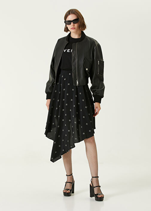 Givenchy - 4G Black Asymmetric Silk Skirt