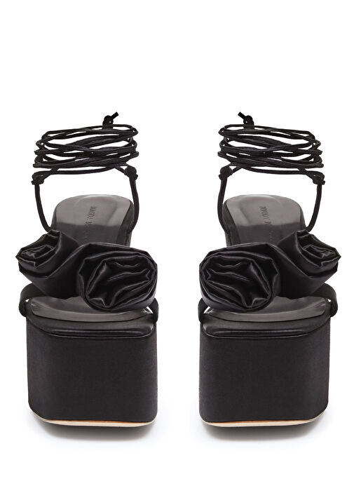 Siyah Kadın İpek Sandalet - Görsel 4