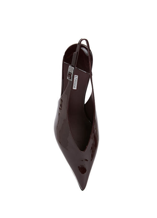 Bordo Deri Topuklu Ayakkabı - Görsel 5