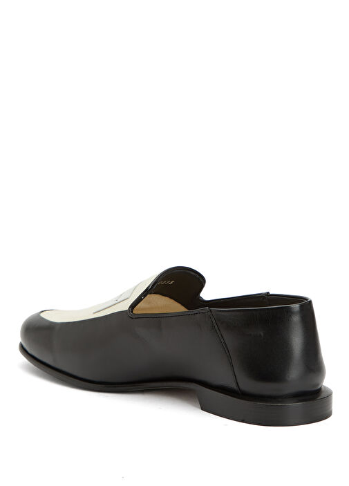 Label Siyah Beyaz Kadın Deri Loafer - Görsel 4