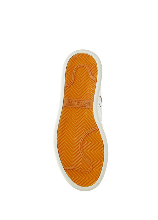 Quinn Beyaz Sarı Logolu Kadın Deri Sneaker - Görsel 6