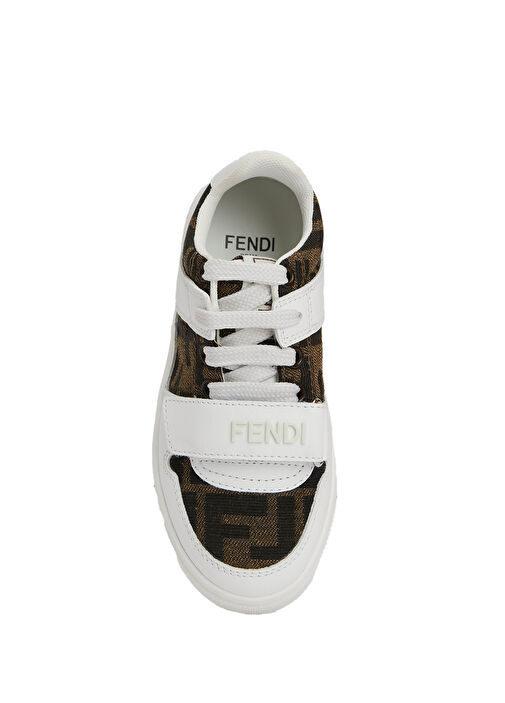 Beyaz Kahverengi Unisex Çocuk Deri Sneaker - Görsel 5