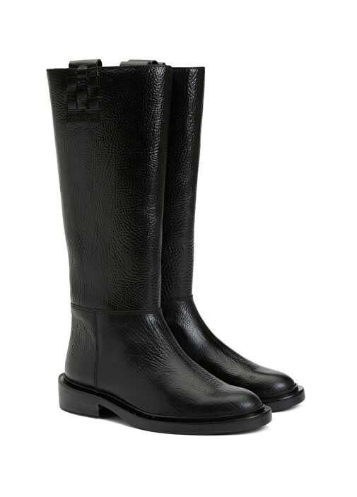 Anella Grainy Siyah Kadın Deri Çizme - Görsel 3