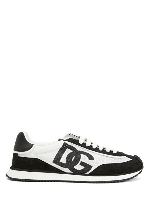 Siyah Beyaz Logo Detaylı Erkek Deri Sneaker - Görsel 2