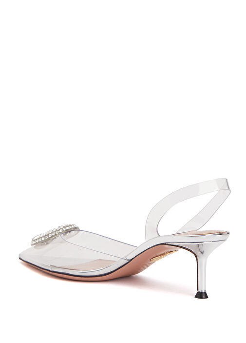 Gümüş Transparan Topuklu Ayakkabı - Görsel 4